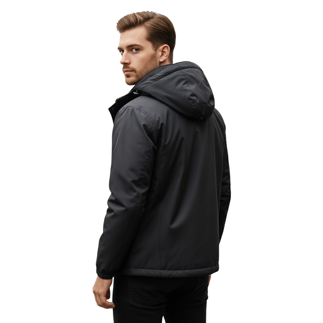Men's Waterproof Fleece Lined Windproof Jacket with Hood