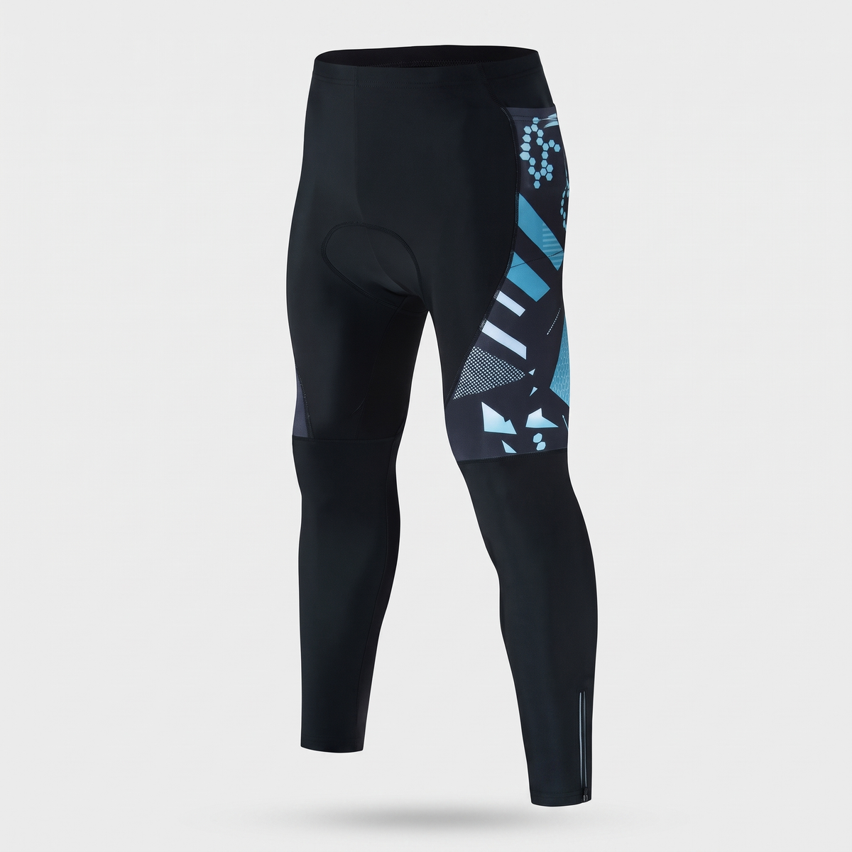 Men’s Padded Cycling Tights with Gel Chamois, Reflective Strips and Zipped Ankle Cuffs