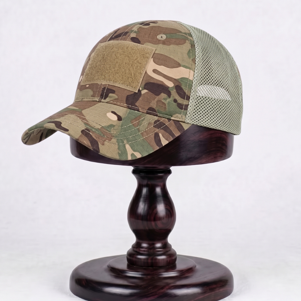 Men's Mesh Back Baseball Cap with Front Velcro Patch Panel