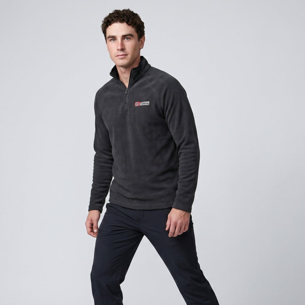 Men's Thermal Fleece Quarter Zip Pullover with Stand Collar