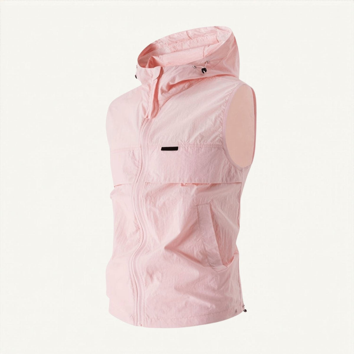 Men's Lightweight Windproof Hooded Vest With Drawstring Hem