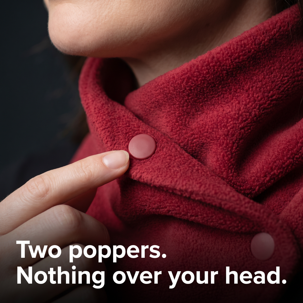 Women's Fleece Neck Warmer Snood with Popper Fastening