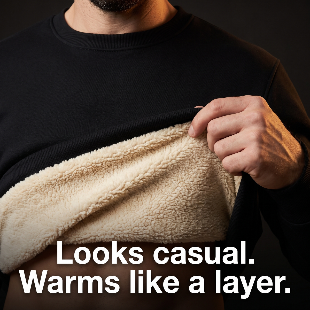 Men's Sherpa Lined Crew Neck Sweatshirt
