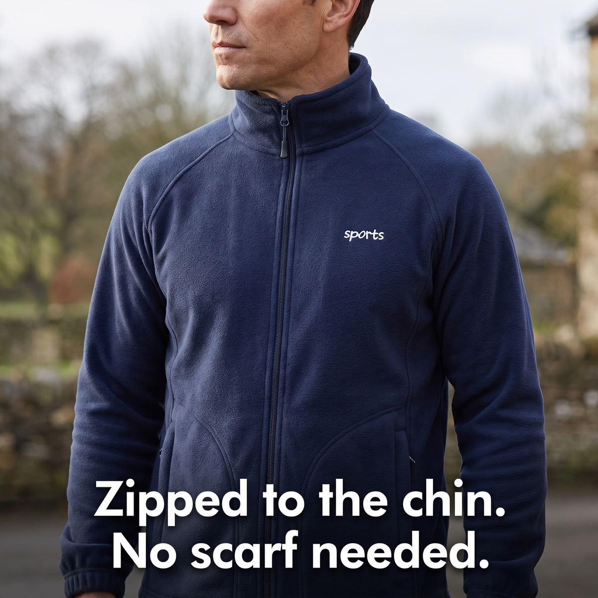 Men's Zip Up Fleece Jacket with Stand Collar