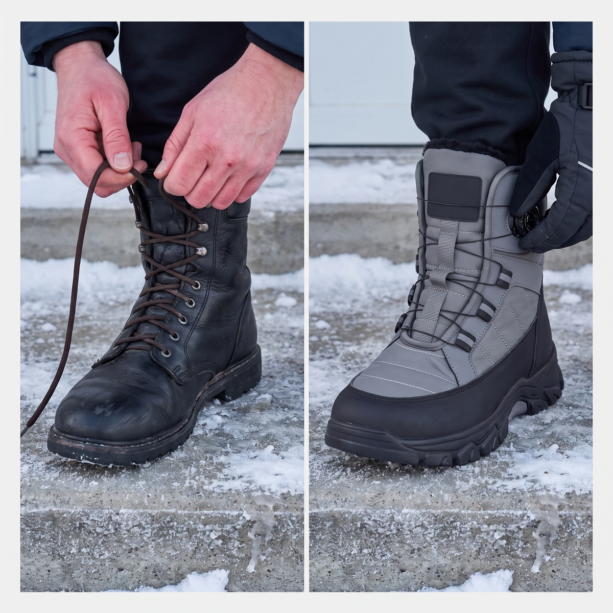 Men's High Top Winter Boots with Rotary Dial Lacing and Plush Lining