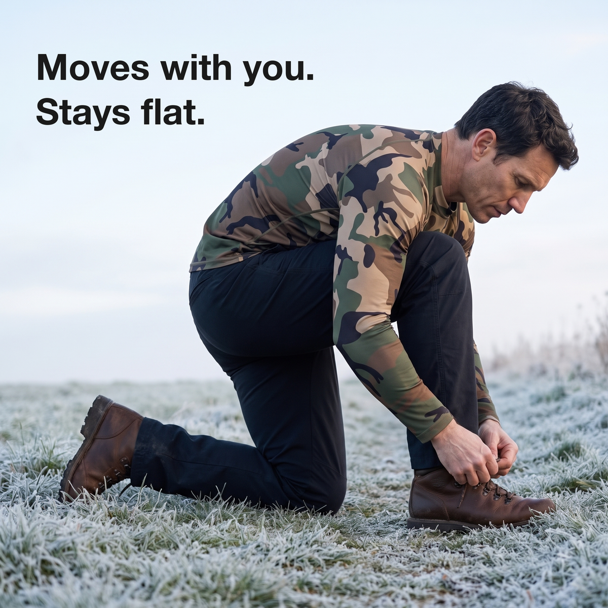 Men's Camo Base Layer Set With Long Sleeve Top And Full Length Leggings