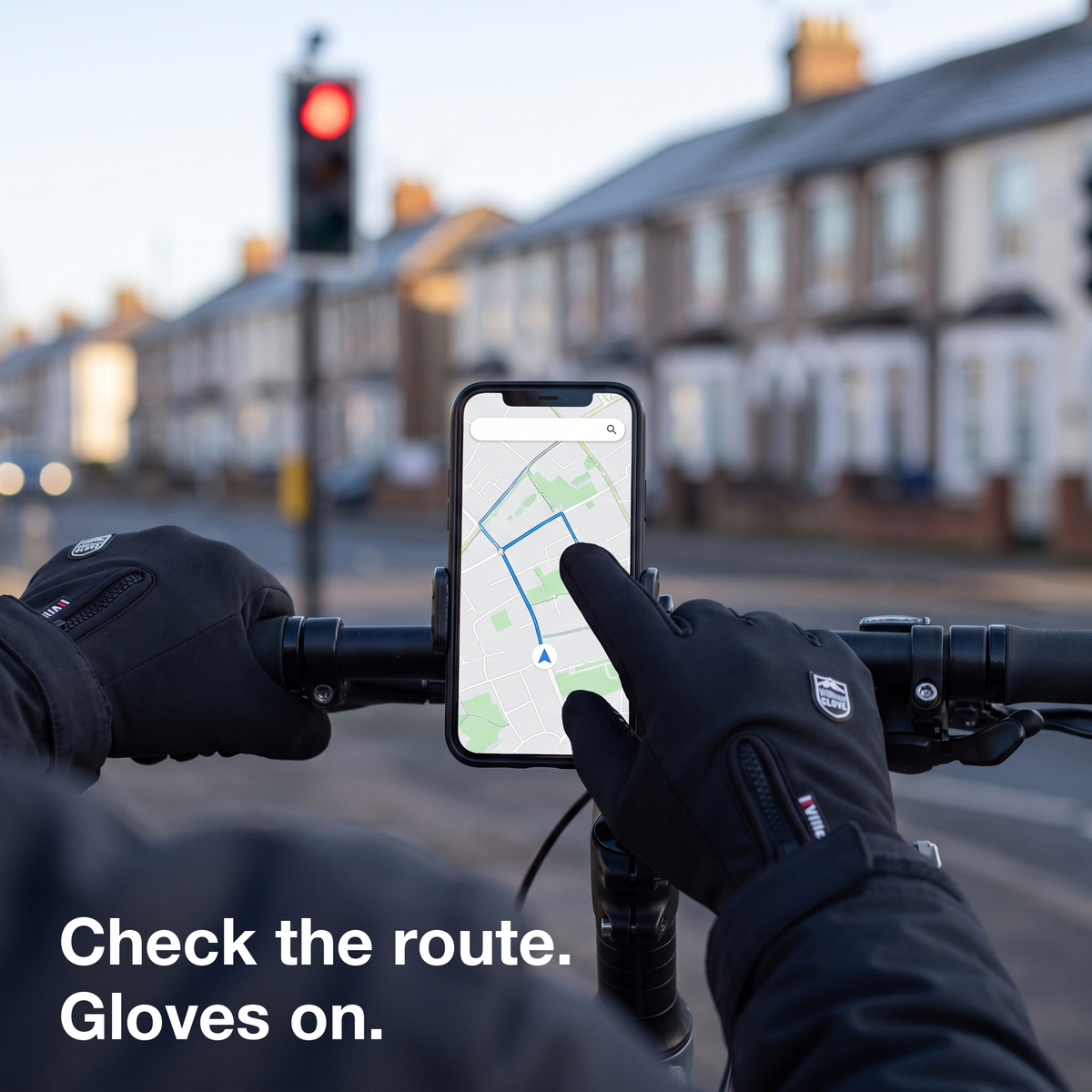 Men's Touchscreen Cycling Gloves with Zip Cuff and Grip Palm