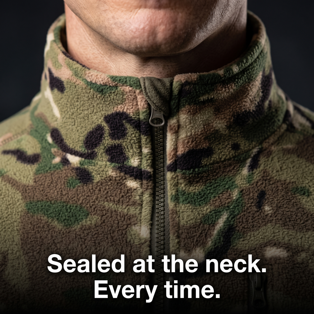 Men's Camo Fleece Jacket with Stand Collar and Zip Pockets