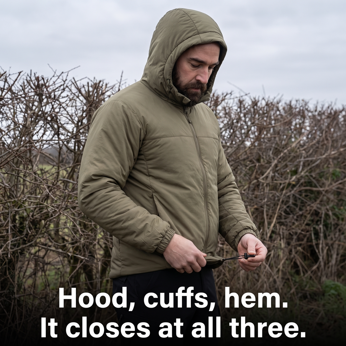 Men's Lightweight Insulated Hooded Jacket with Zip Chest Pocket