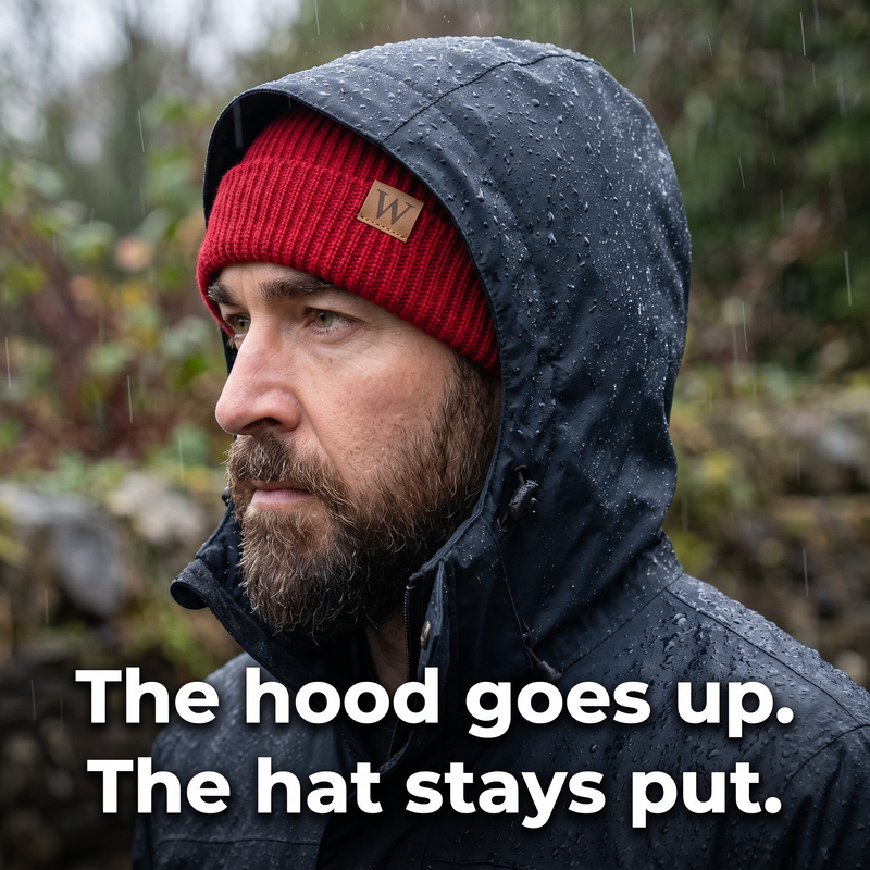 Men's Short Crown Ribbed Beanie with Deep Turned Cuff