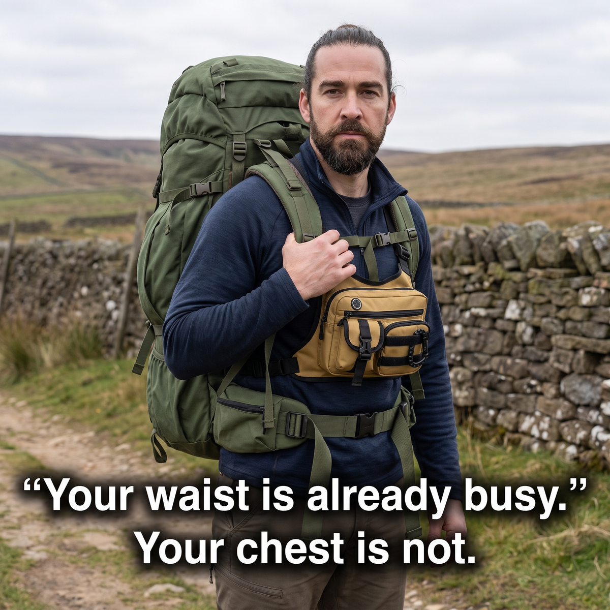 Men's Chest Harness Bag with Multi Pockets and Adjustable Straps