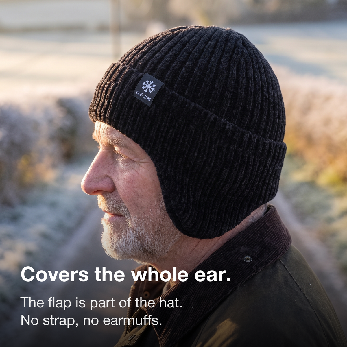 Men's Fleece Lined Beanie with Fold Down Ear Flaps