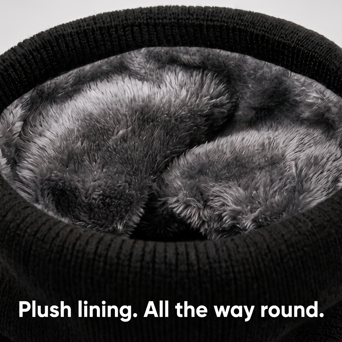 Men's Plush Lined Ribbed Knit Snood Neck Warmer
