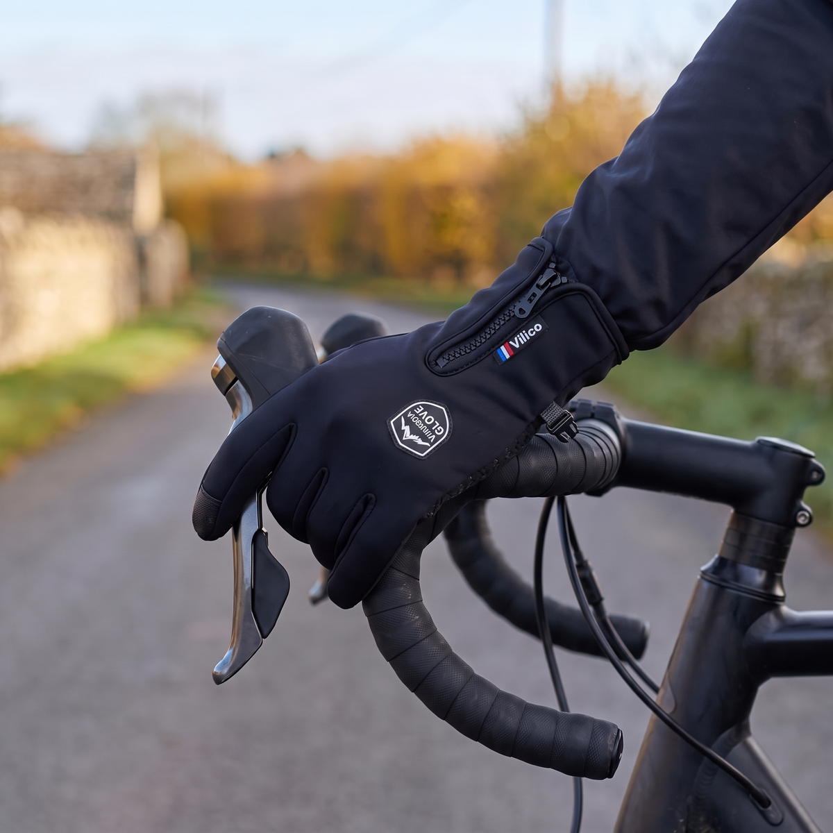 Men's Touchscreen Cycling Gloves with Zip Cuff and Grip Palm