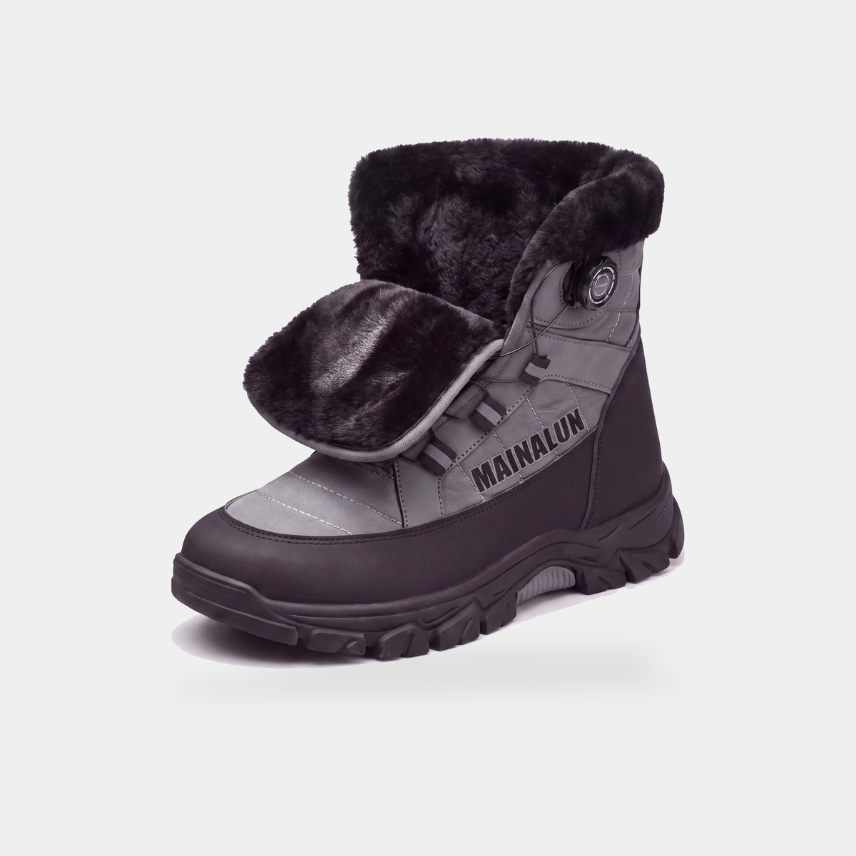 Men's High Top Winter Boots with Rotary Dial Lacing and Plush Lining