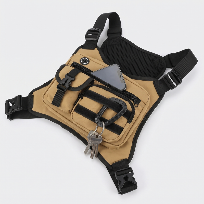 Men's Chest Harness Bag with Multi Pockets and Adjustable Straps