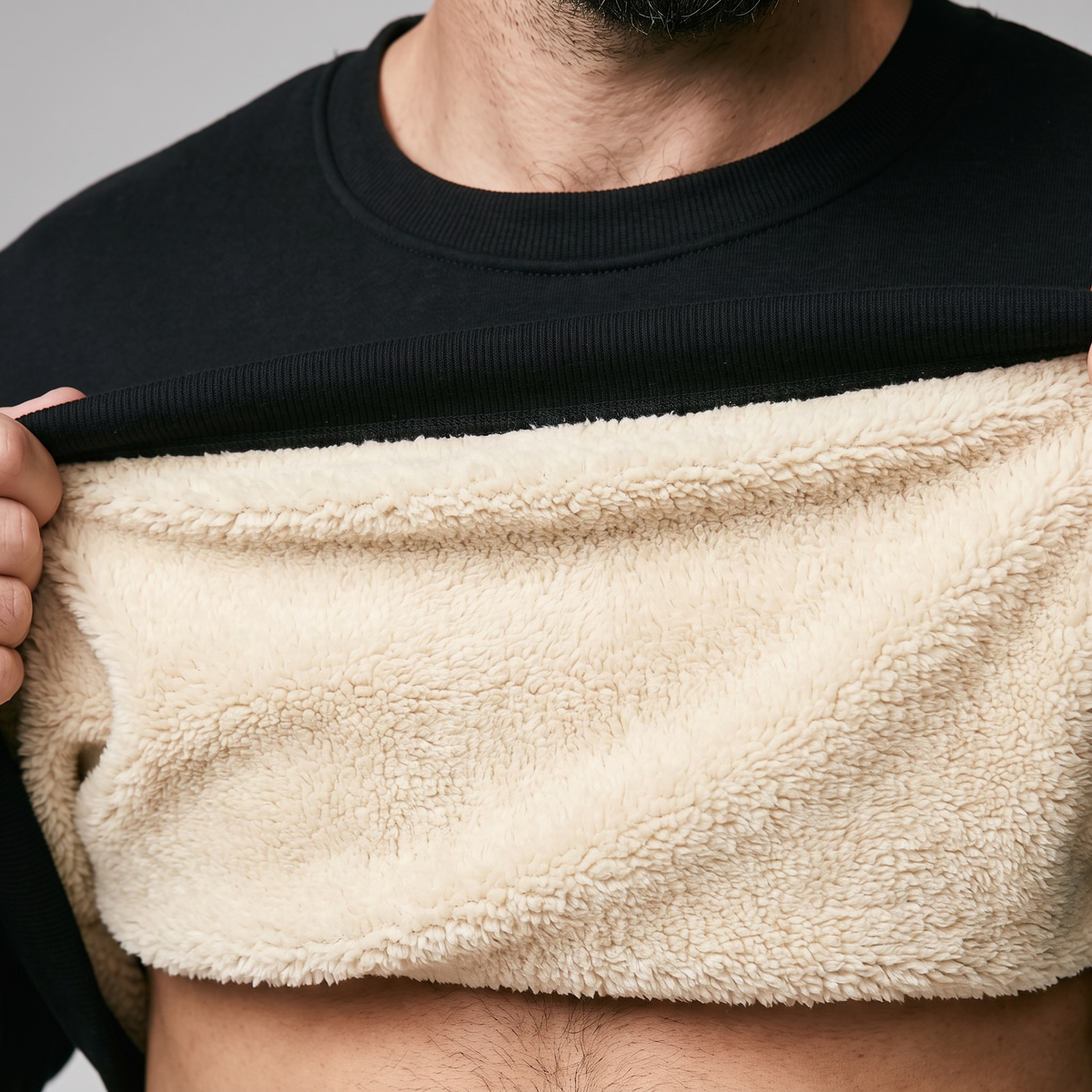 Men's Sherpa Lined Crew Neck Sweatshirt