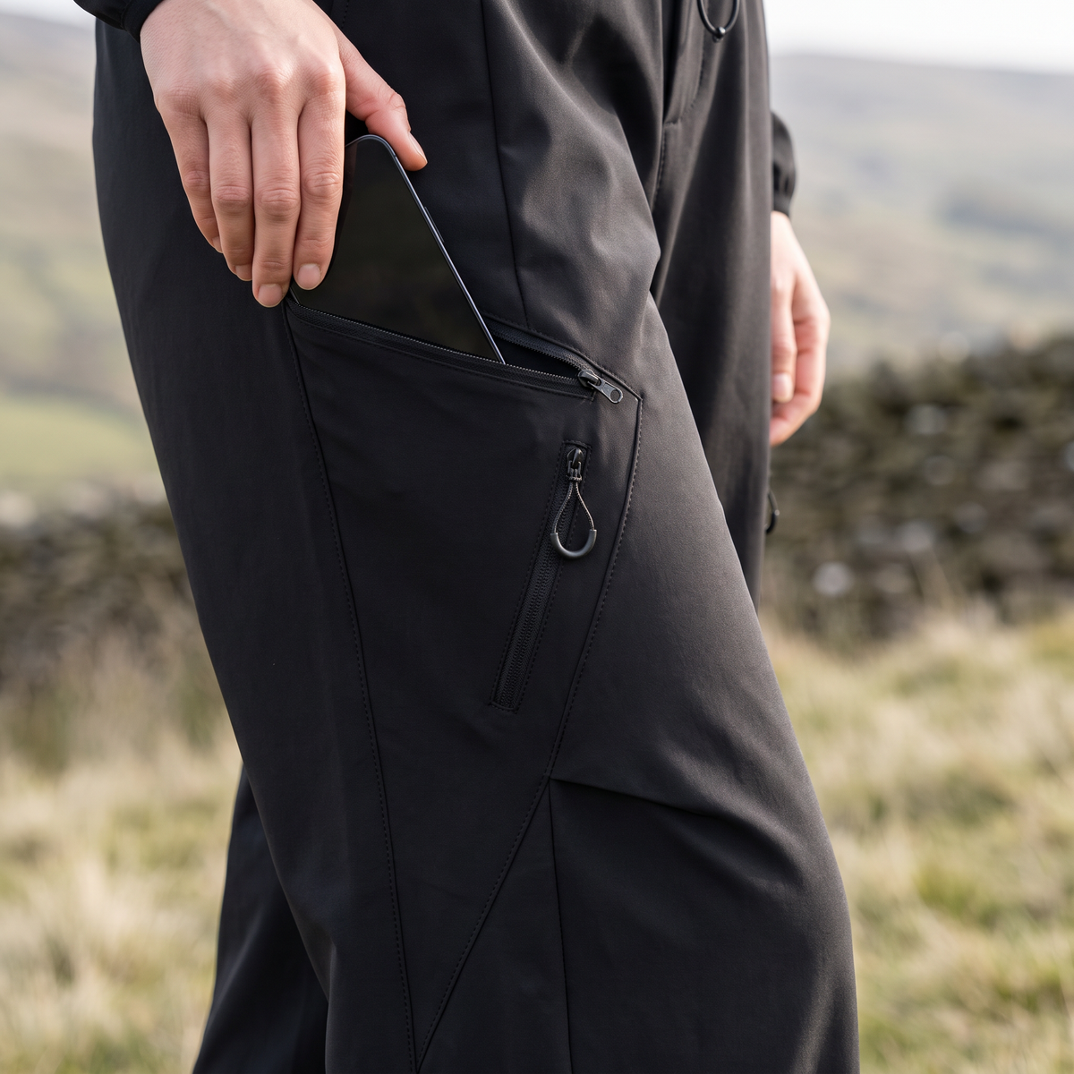 Women's Wide Leg Walking Trousers with Elastic Waist and Zip Pockets