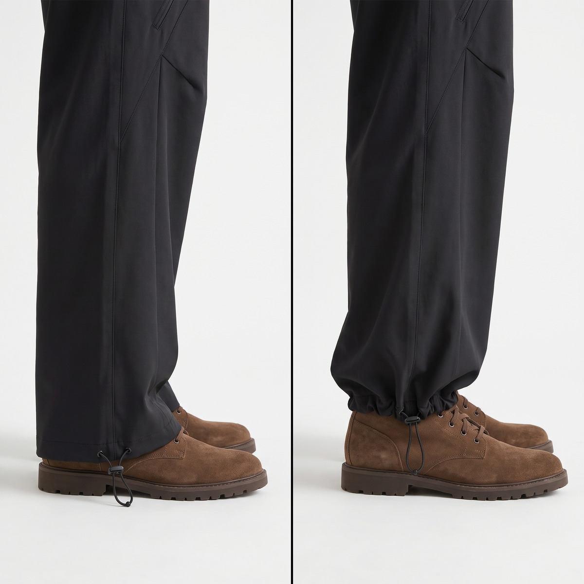 Women's Wide Leg Walking Trousers with Elastic Waist and Zip Pockets