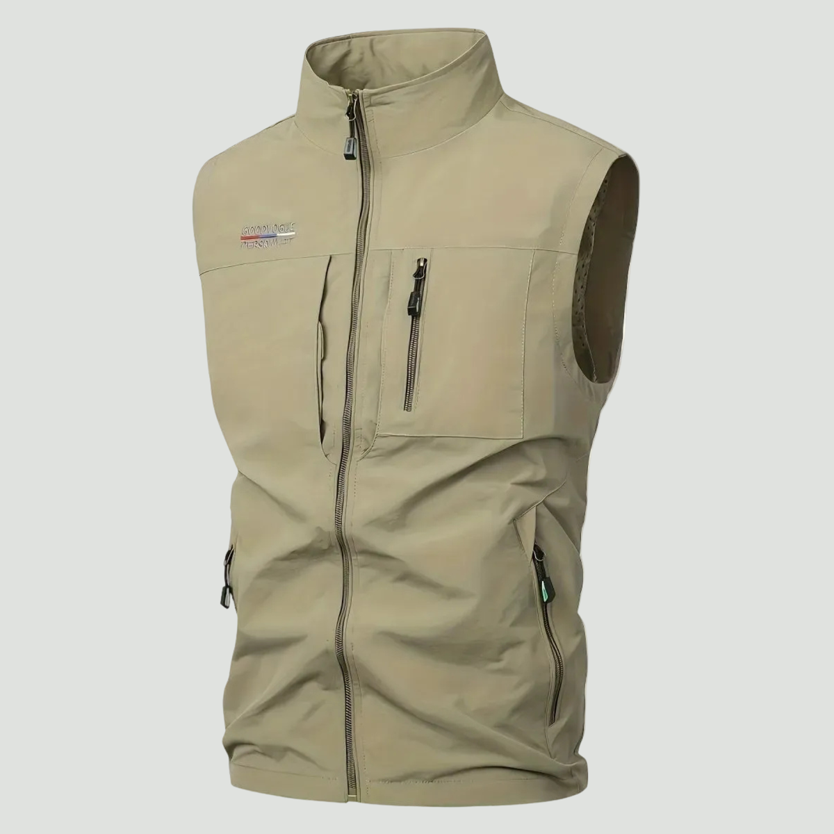 Men's Lightweight Outdoor Vest With Six Pockets And High Collar