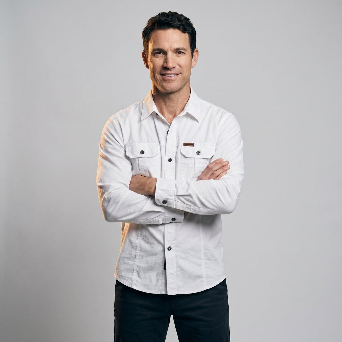 Men's Cotton Field Shirt With Double Chest Pockets And Long Sleeves
