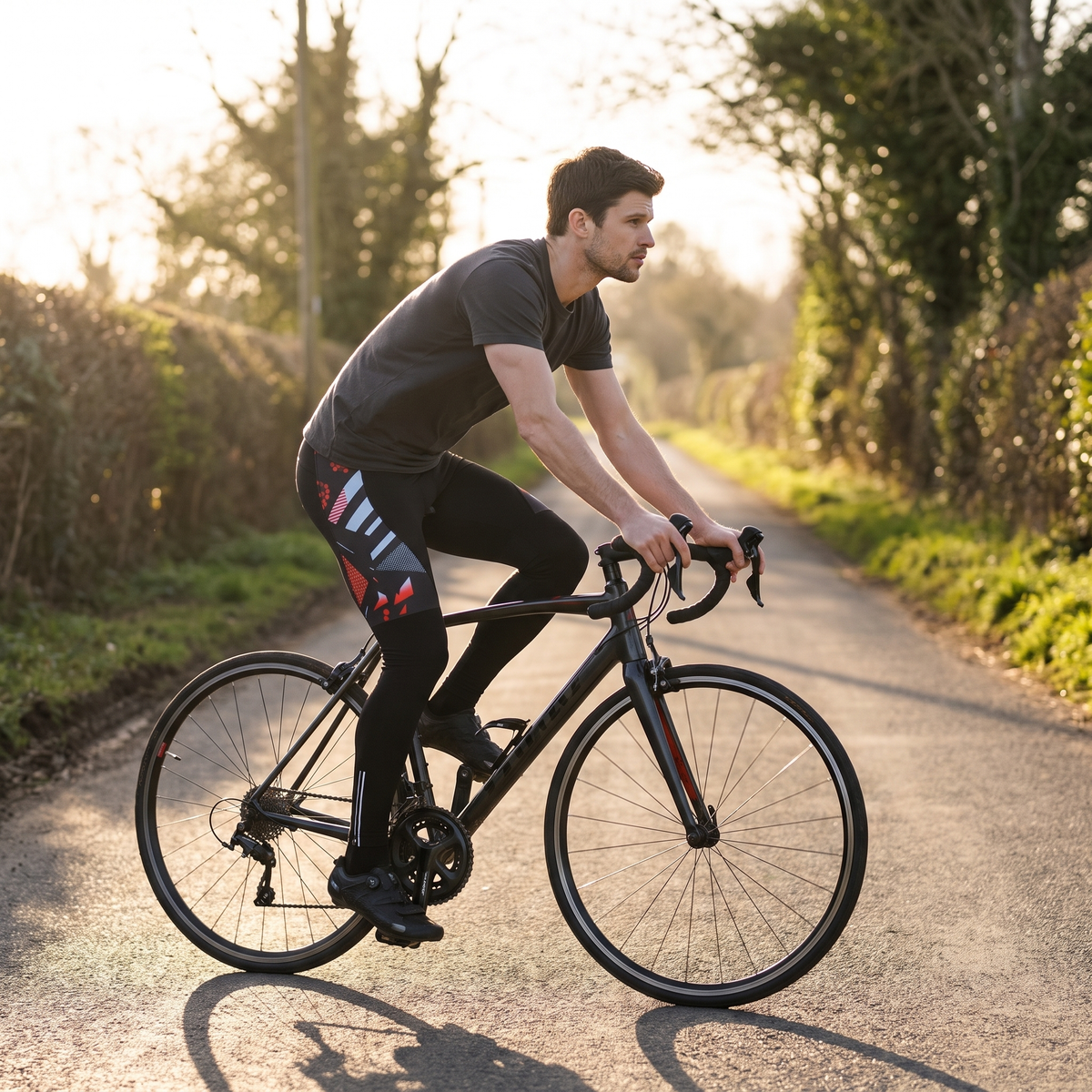 Men’s Padded Cycling Tights with Gel Chamois, Reflective Strips and Zipped Ankle Cuffs
