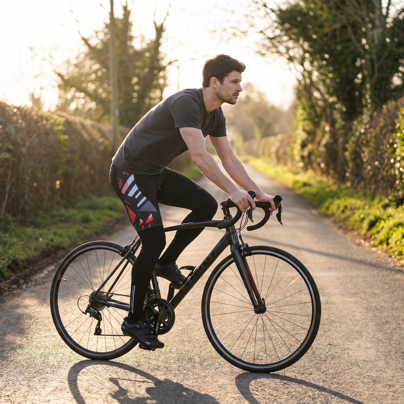 Men’s Padded Cycling Tights with Gel Chamois, Reflective Strips and Zipped Ankle Cuffs