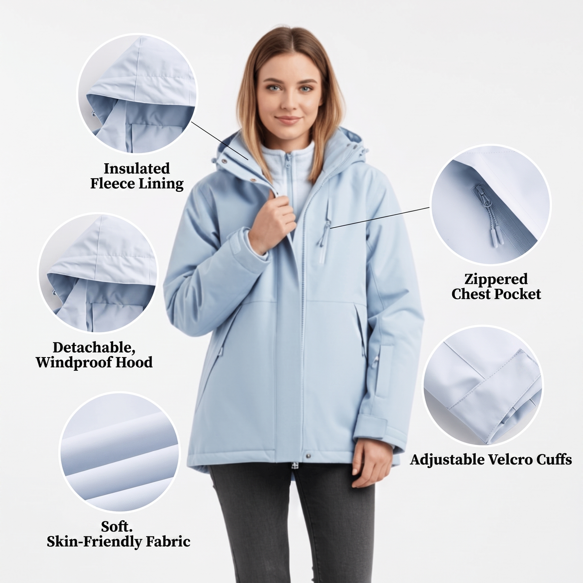 Women's Removable Fleece Liner Rain Jacket