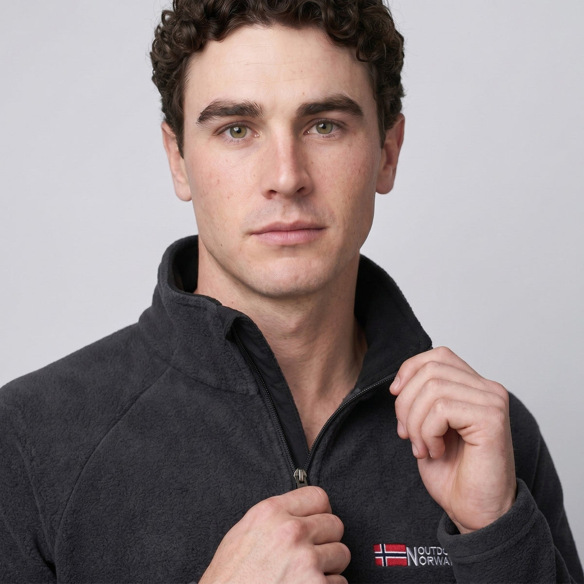 Men's Thermal Fleece Quarter Zip Pullover with Stand Collar