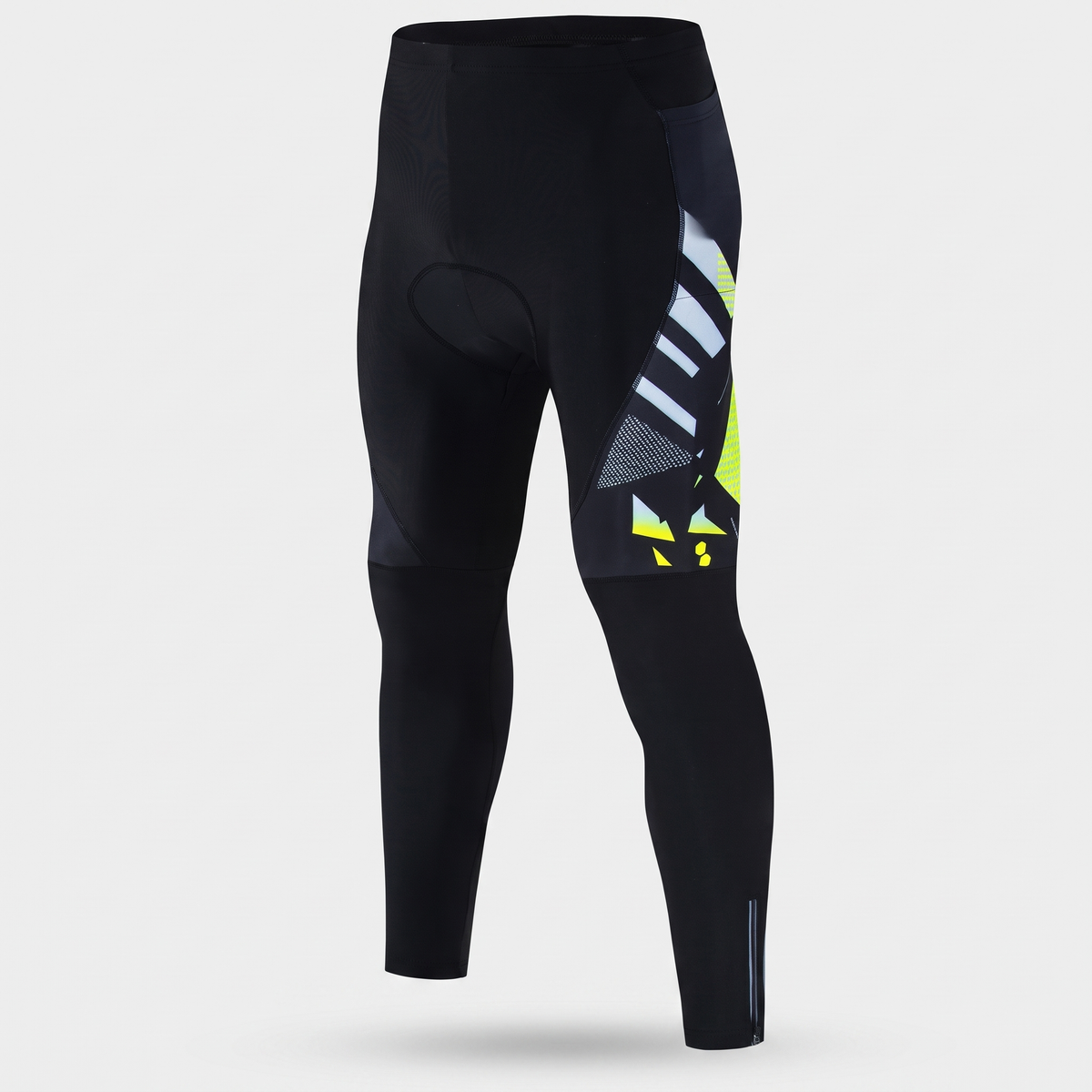 Men’s Padded Cycling Tights with Gel Chamois, Reflective Strips and Zipped Ankle Cuffs