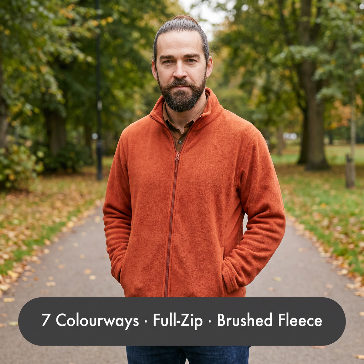 Men's Full Zip Fleece Jacket with Stand Collar