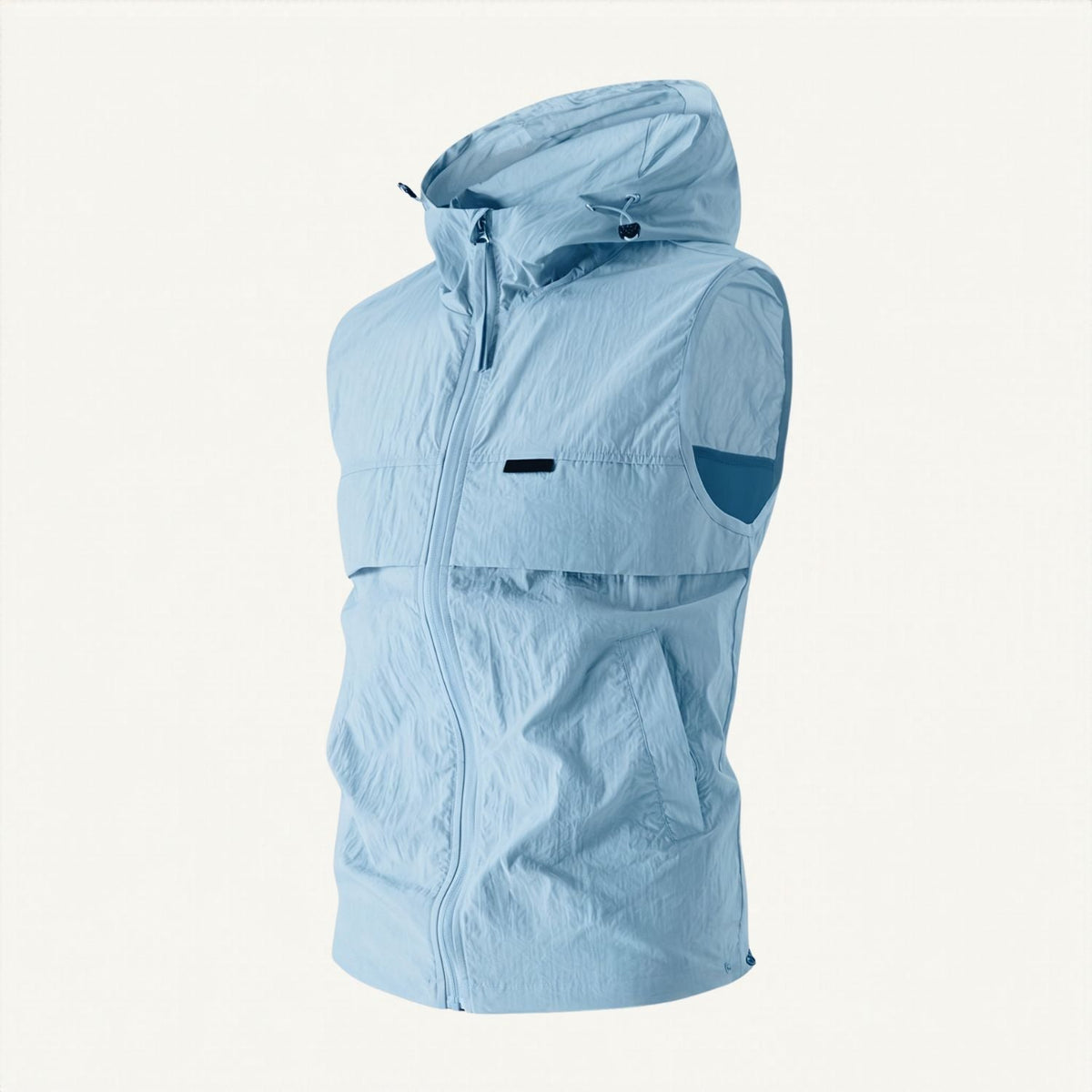 Men's Lightweight Windproof Hooded Vest With Drawstring Hem