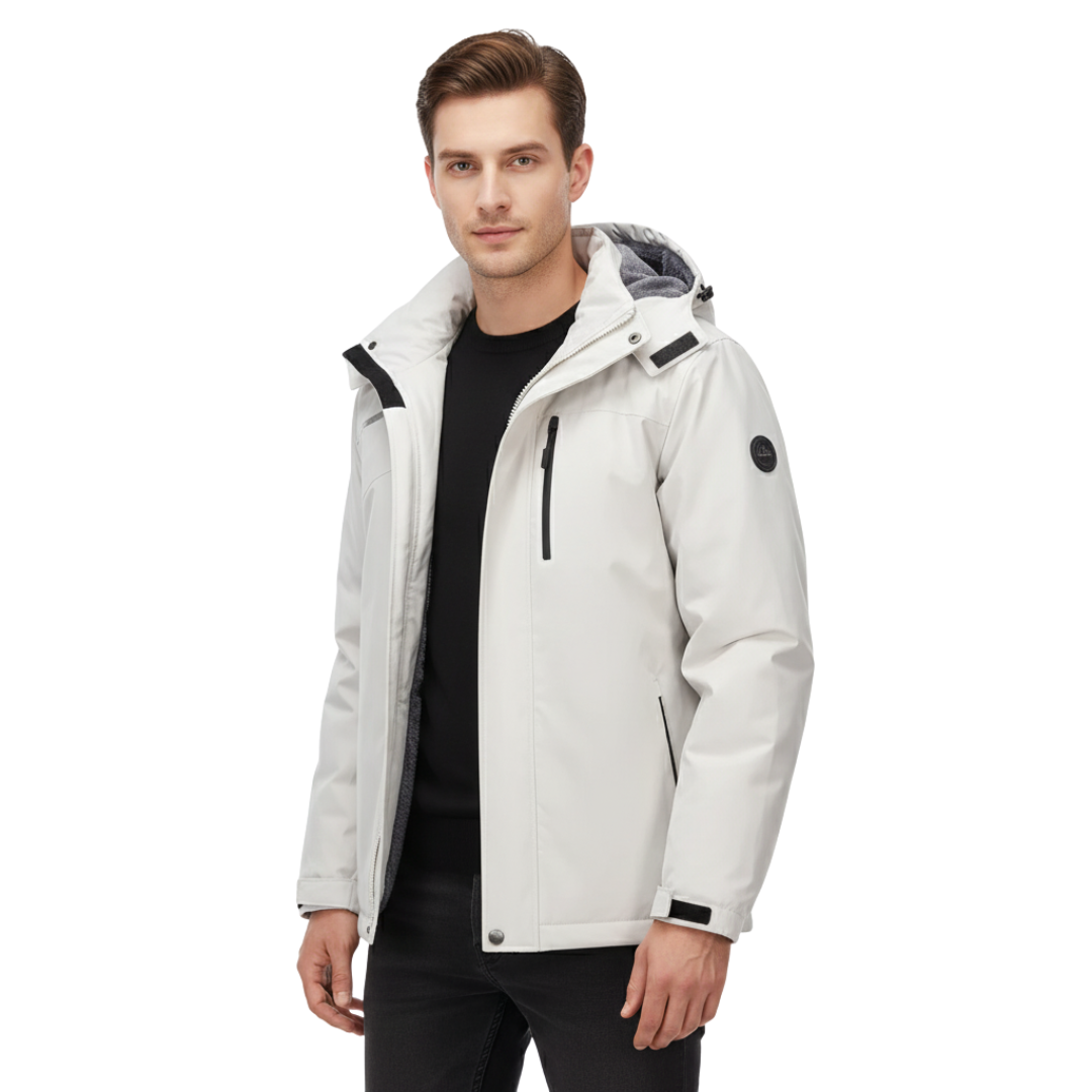 Men's Waterproof Fleece Lined Windproof Jacket with Hood
