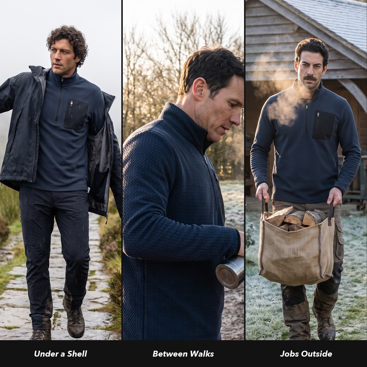 Men's Quarter Zip Fleece Pullover with Zip Chest Pocket