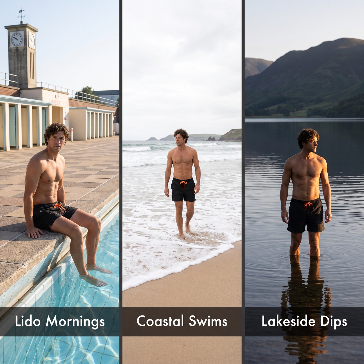 Men’s Quick-Dry Swim Shorts with Mesh Lining and Adjustable Drawstring Waist