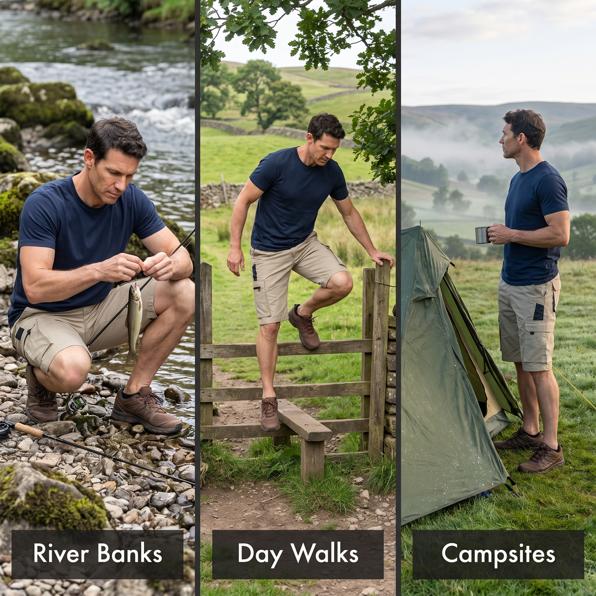 Men's Ripstop Cargo Shorts With Zip Security Pocket And Webbing Belt Loops