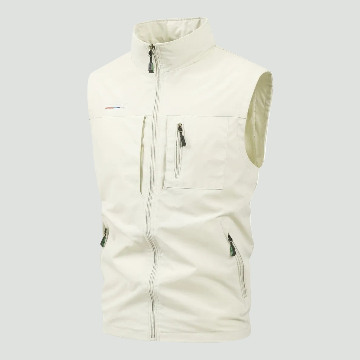 Men's Lightweight Outdoor Vest With Six Pockets And High Collar