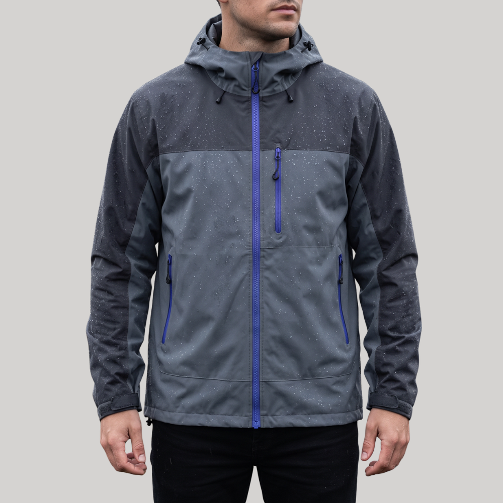 Men's Waterproof Windproof Rain Jacket with Adjustable Hood