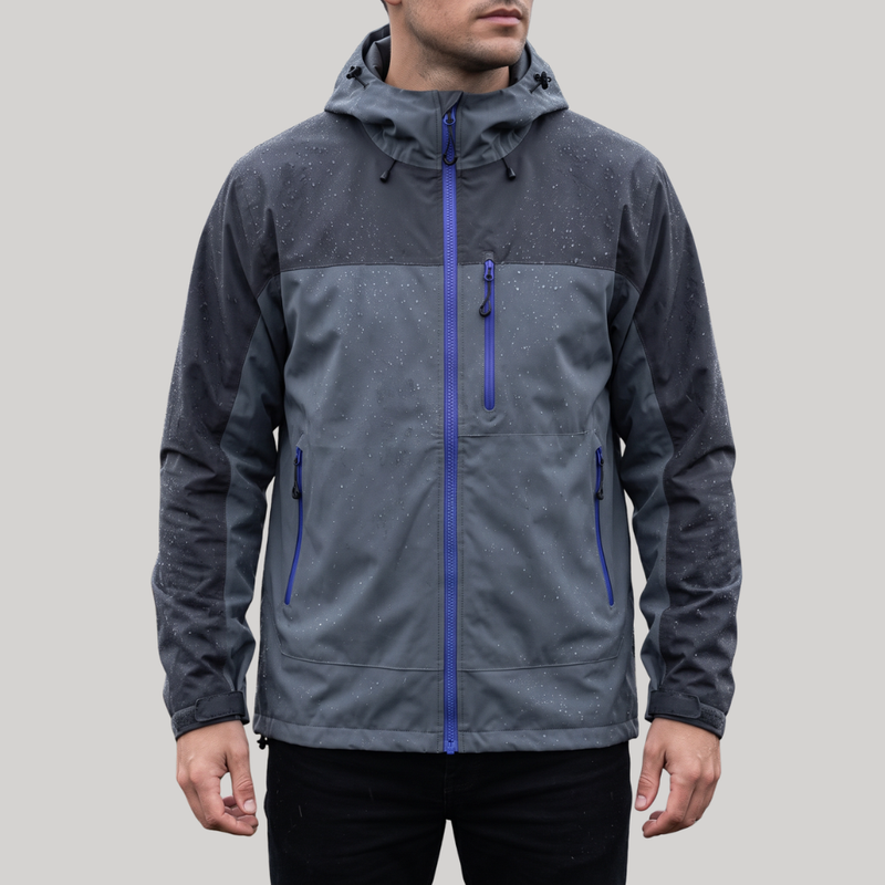 Men's Waterproof Windproof Rain Jacket with Adjustable Hood