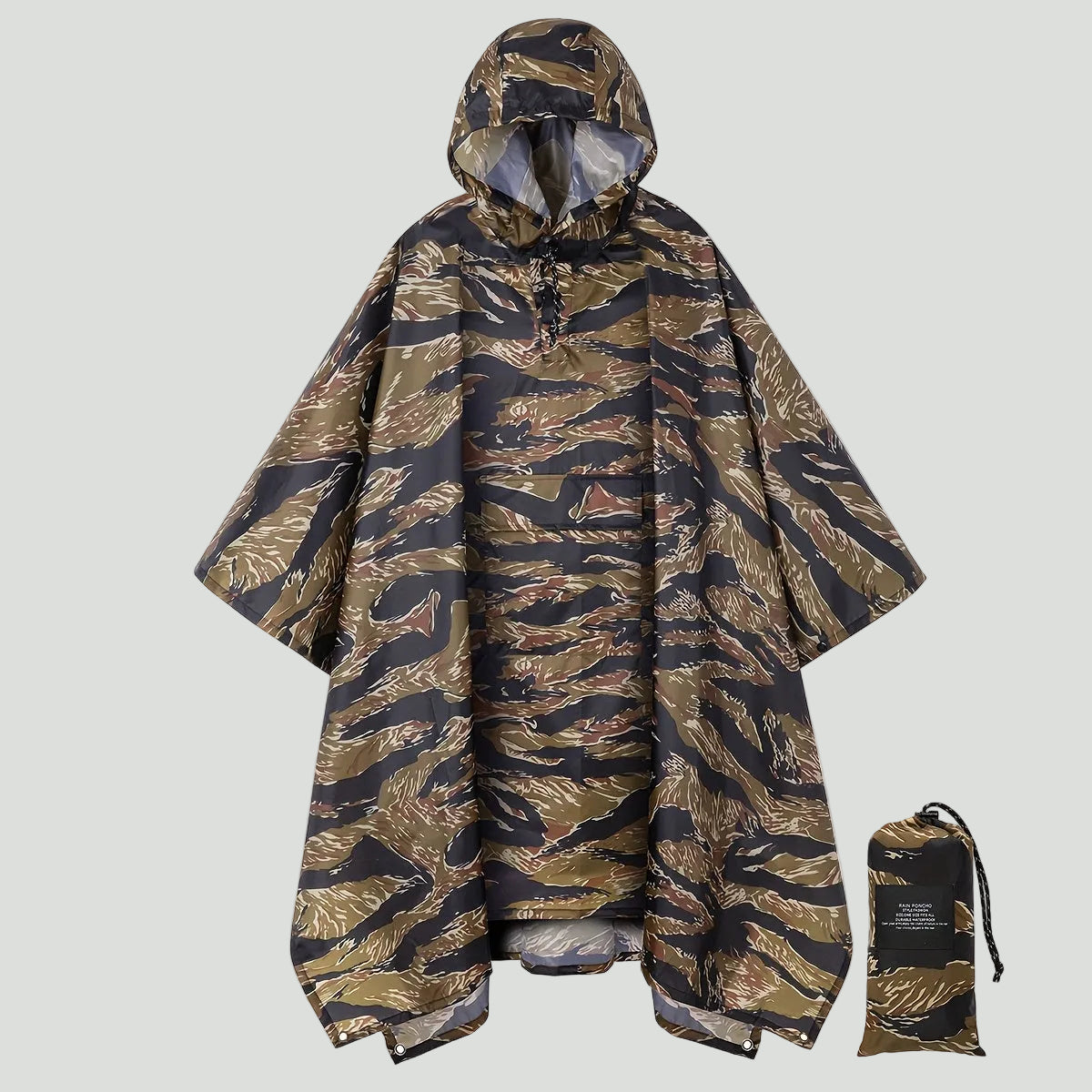 Men's Camo Water Resistant Rain Poncho with Hood