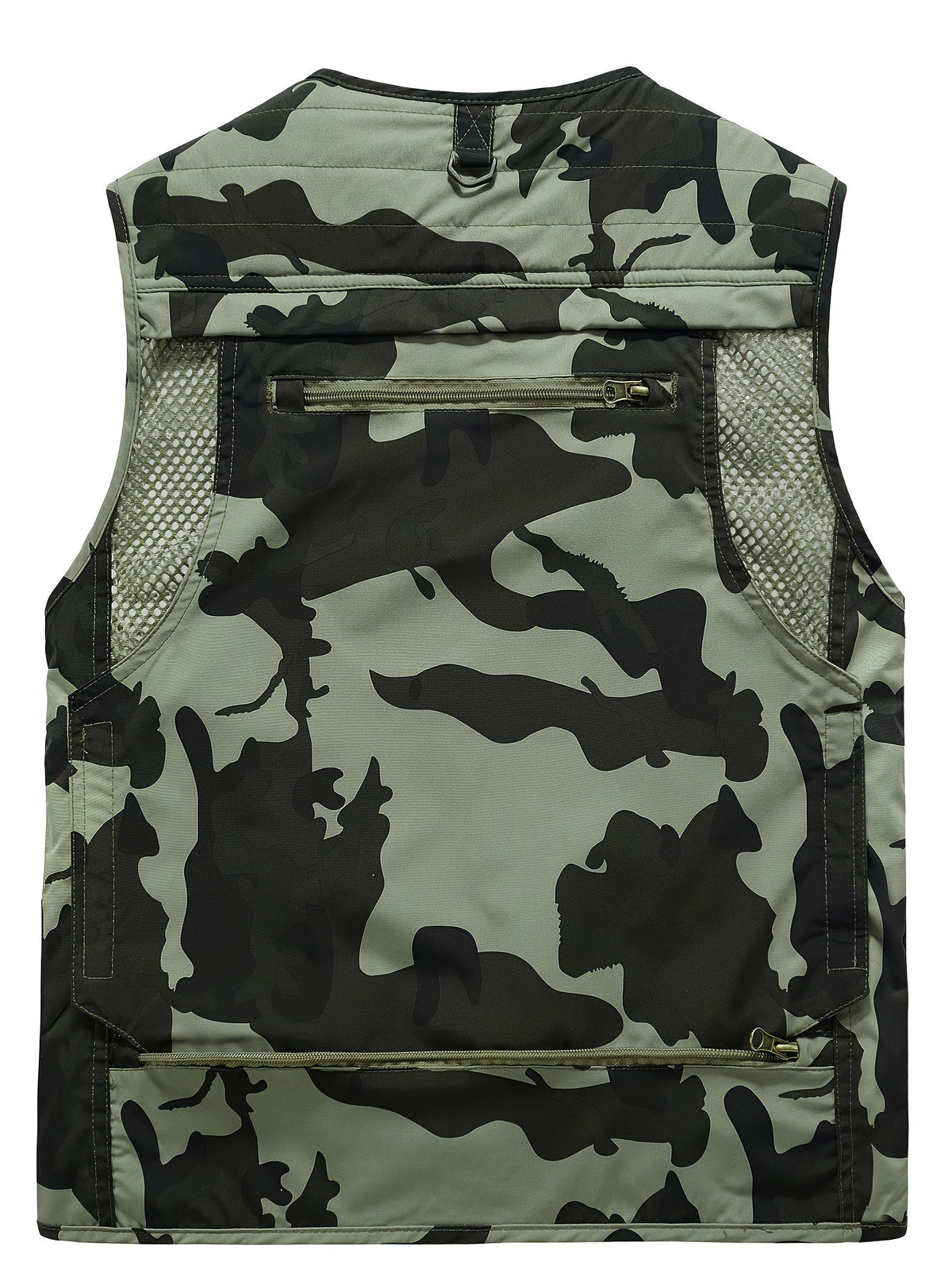 Men's Camo Utility Vest With Mesh Back And Multi Pockets