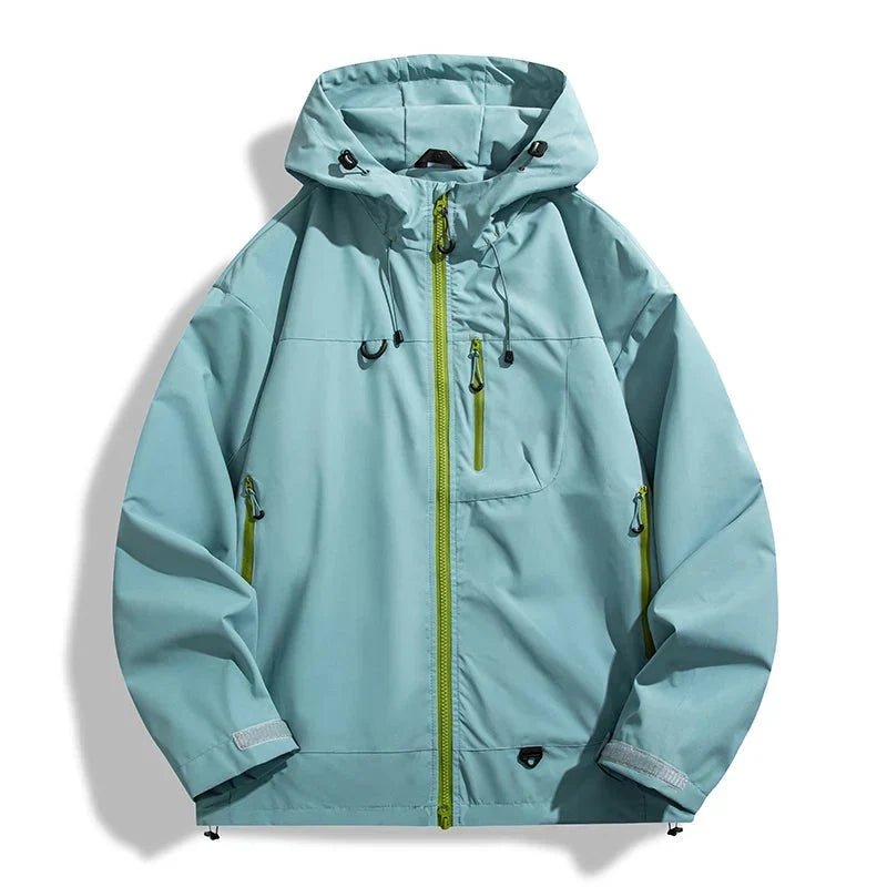 Men's Waterproof Windproof Rain Jacket with Adjustable Hood