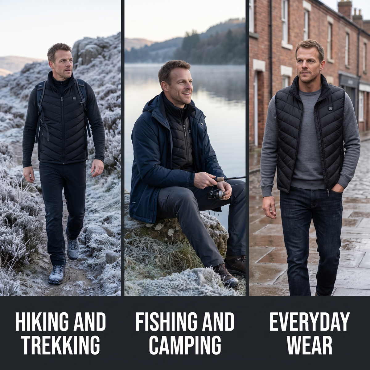 Men's Heated Vest With Four Heating Zones And USB Power Bank Compatible
