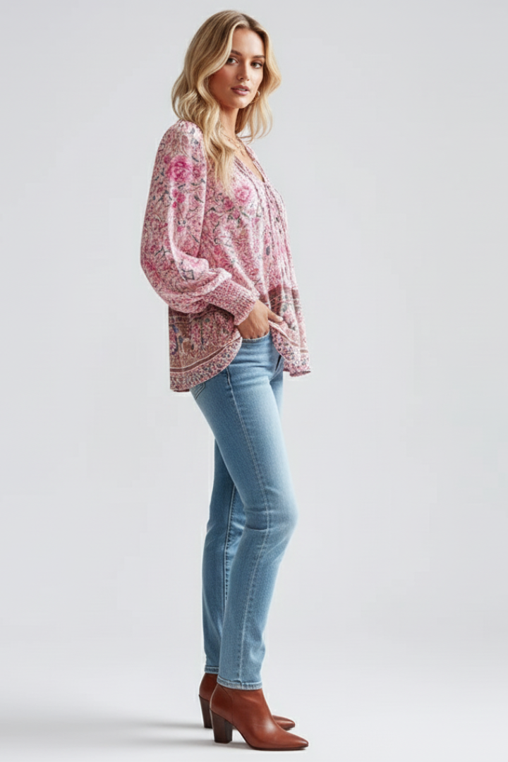 Women's Floral Blouse | Long-Sleeve Print Top