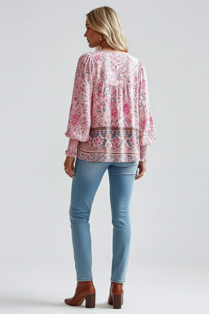 Women's Floral Blouse | Long-Sleeve Print Top