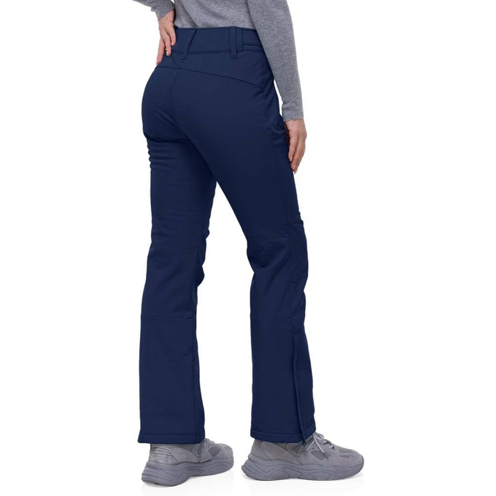 Women's Waterproof Softshell Snow Pants with Fleece Lining and Zip Pockets