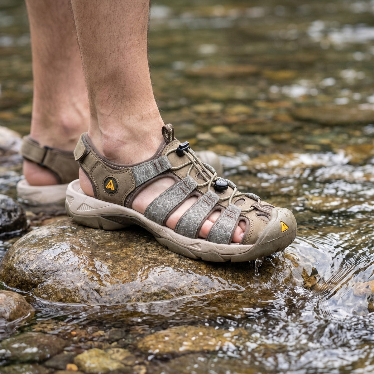 Men's Closed Toe Walking Sandals with Rubber Toe Cap