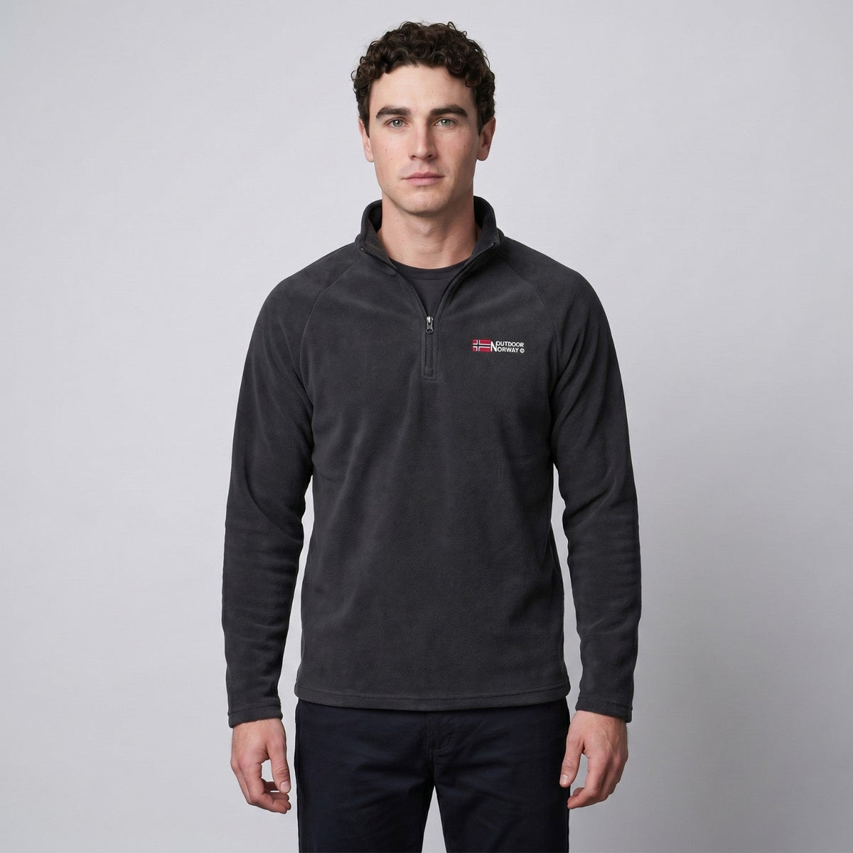 Men's Thermal Fleece Quarter Zip Pullover with Stand Collar