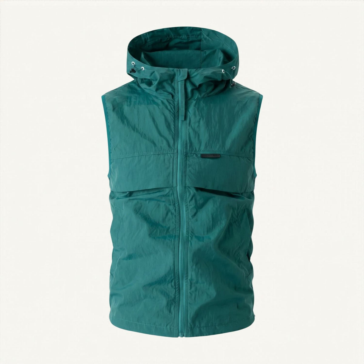 Men's Lightweight Windproof Hooded Vest With Drawstring Hem