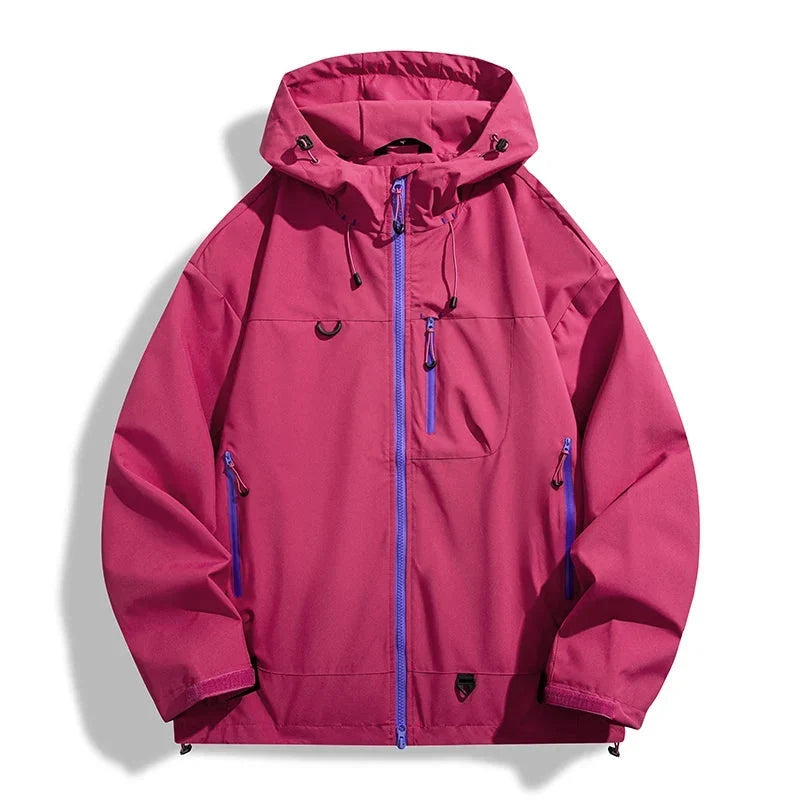 Men's Waterproof Windproof Rain Jacket with Adjustable Hood